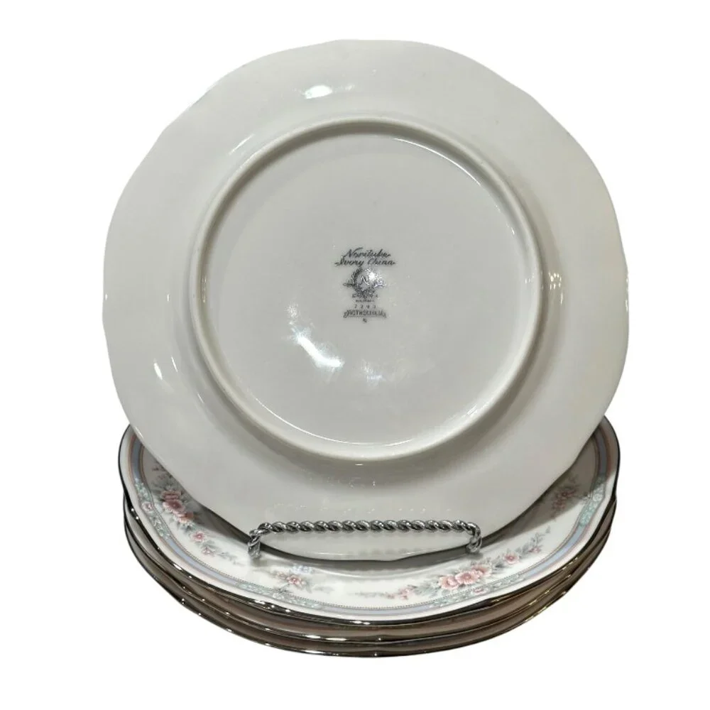 Set of 4 Noritake Rothschild Salad Plates 7293 Ivory China 8.25 Inch Cottagecore